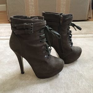 JustFab military green high heel combat boots 5.5
