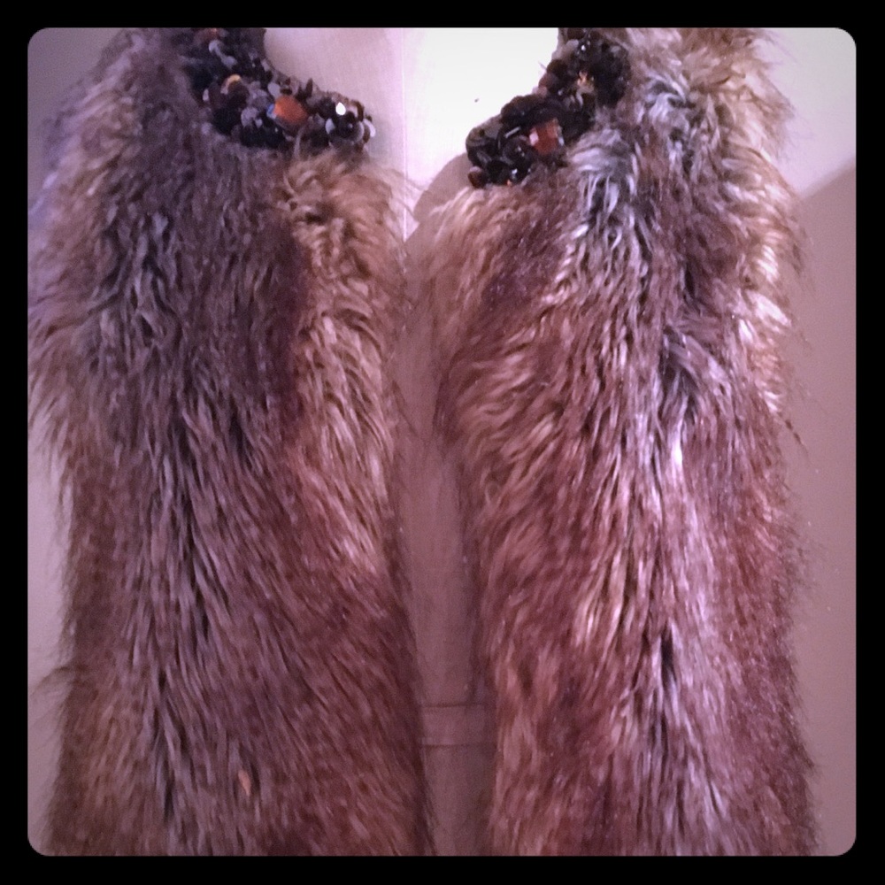 Fur and sequin vest