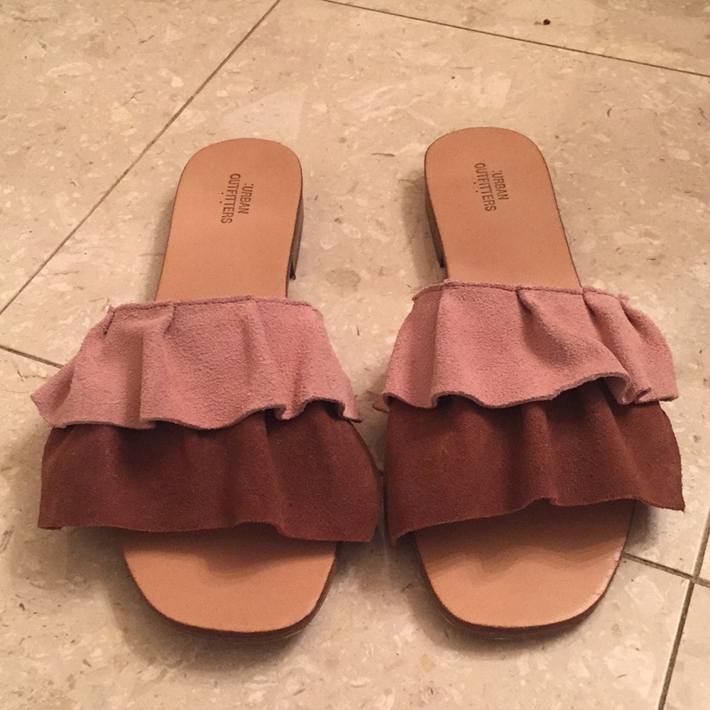 Urban Outfitters Suede Ruffle Slides - Picture 2 of 4
