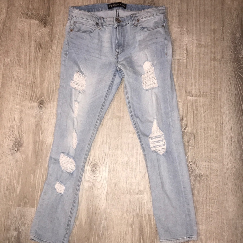 Light Distressed Girlfriend Jeans by Express