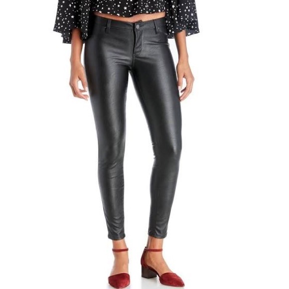 faux leather coated jeans