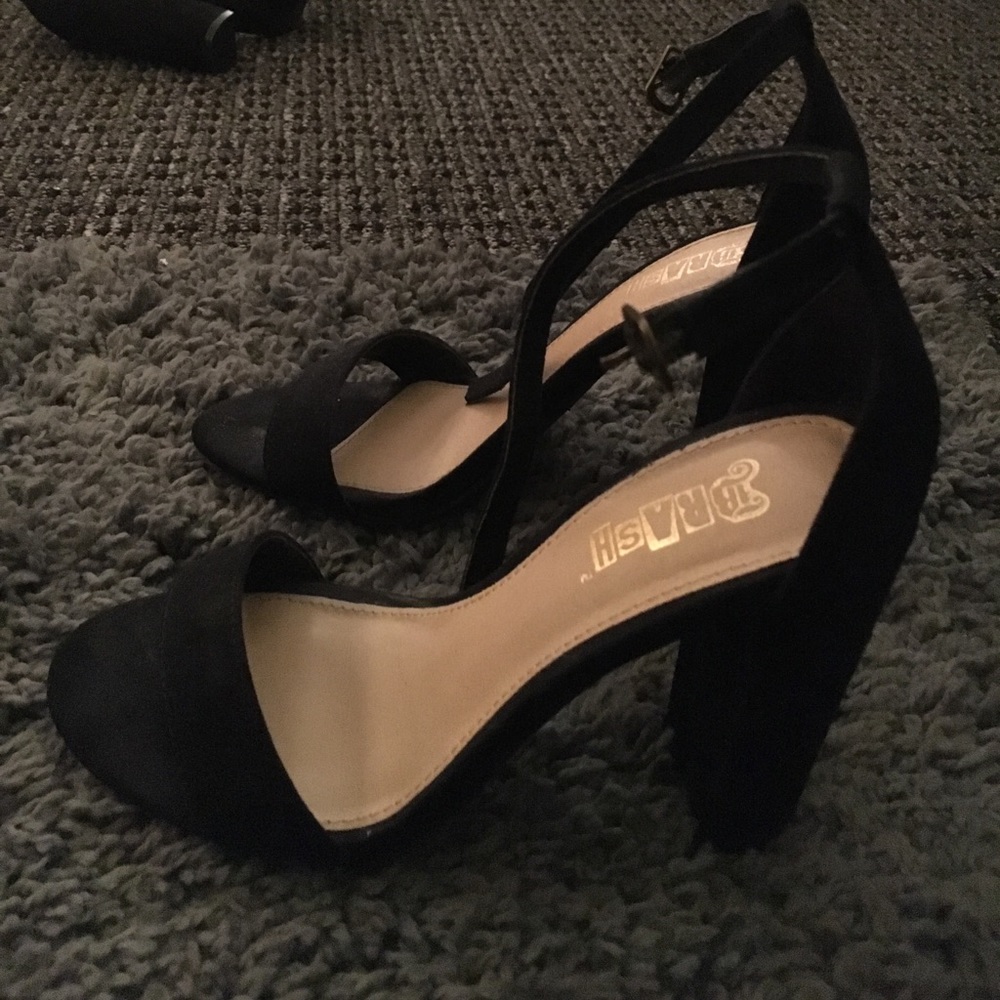 Black suede heels