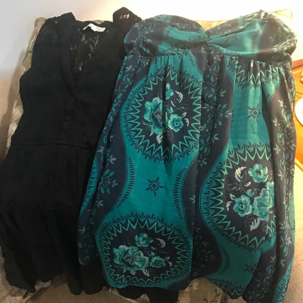 1 Green Free People & 1 Black Dress