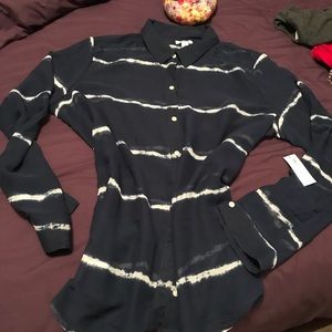 NWT blue and white sheer blouse