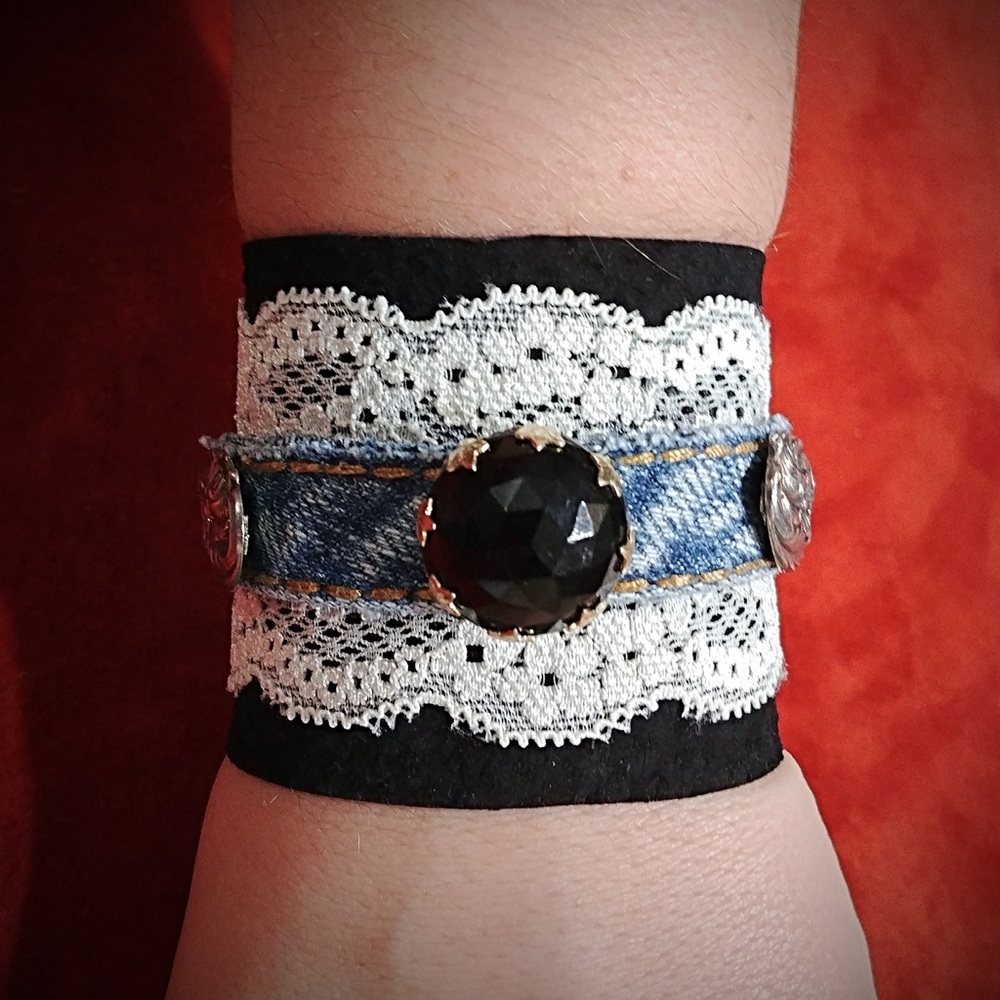 Denim Leather & Lace Bracelet