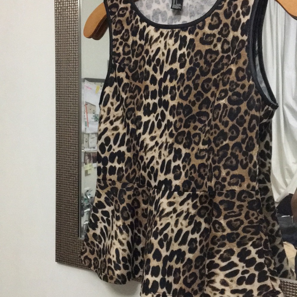 F21 Peplum top in leopard print.