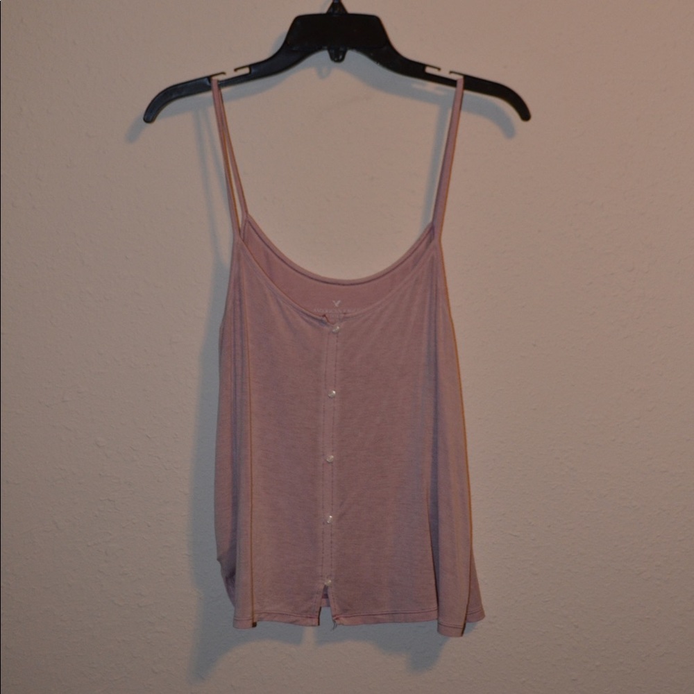 AE faux button up spaghetti strap tank top