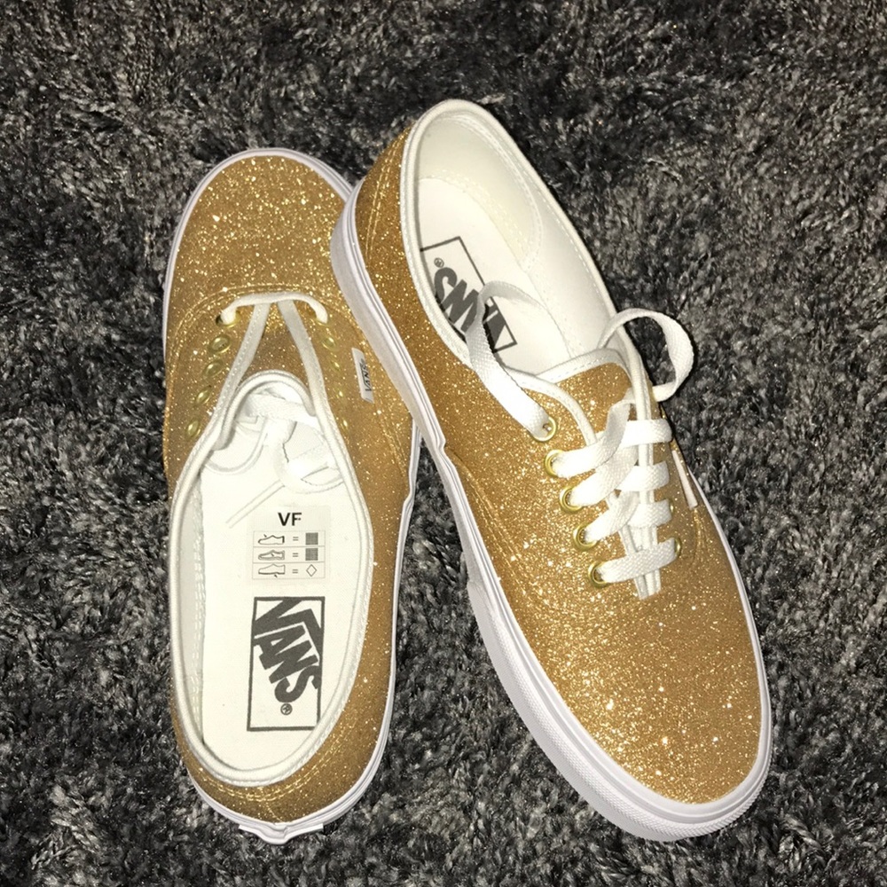 Gold Sparkle Vans Sneakers