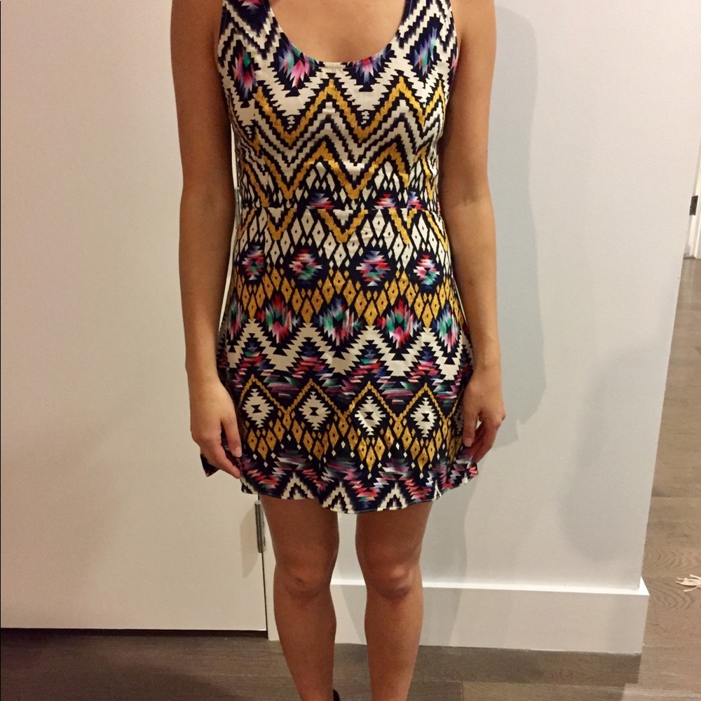 Millau LF tribal print back tie mini dress