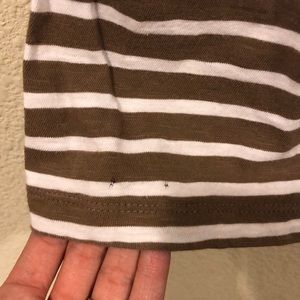 shade Tops - Brown and white striped boat neck top 3/4 sleeve shade Tops - Brown and white striped boat neck top 3/4 sleeve