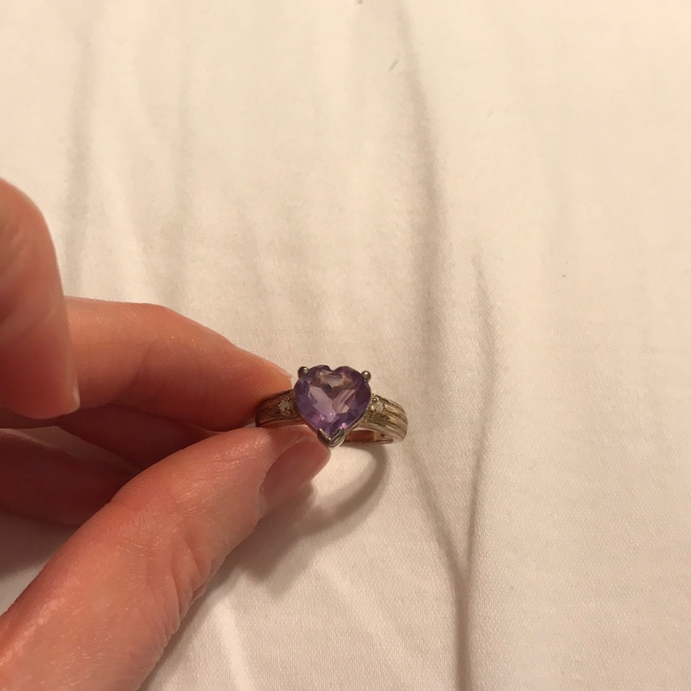 Amethyst and diamond ring sterling silver!!!