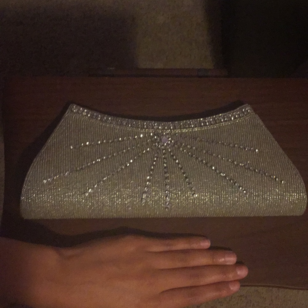 Gorgeous silver beaded clutch