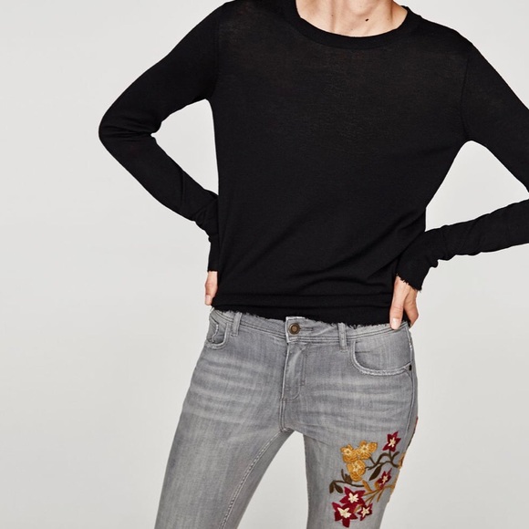 Zara Embroidered Grey Skinny Jeans - Picture 6 of 7