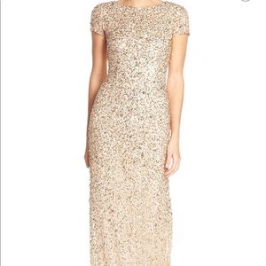 Adrianna Papell Sequined Gown-Gold