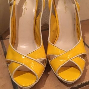 Yellow high heel sandals