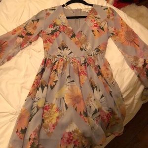 Long sleeve floral print dress