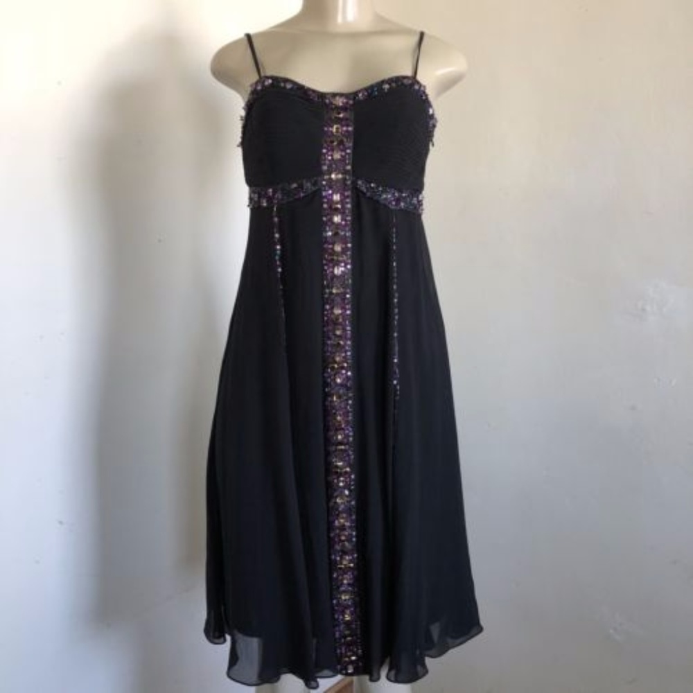 NWT Sue Wong Nocturne Dress Black Purple Jeweled
