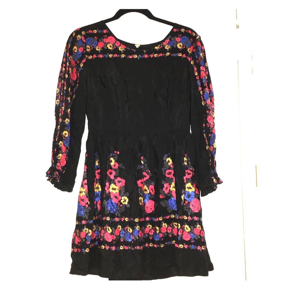 Free people floral dress 3/4 peasant sleeve size 4