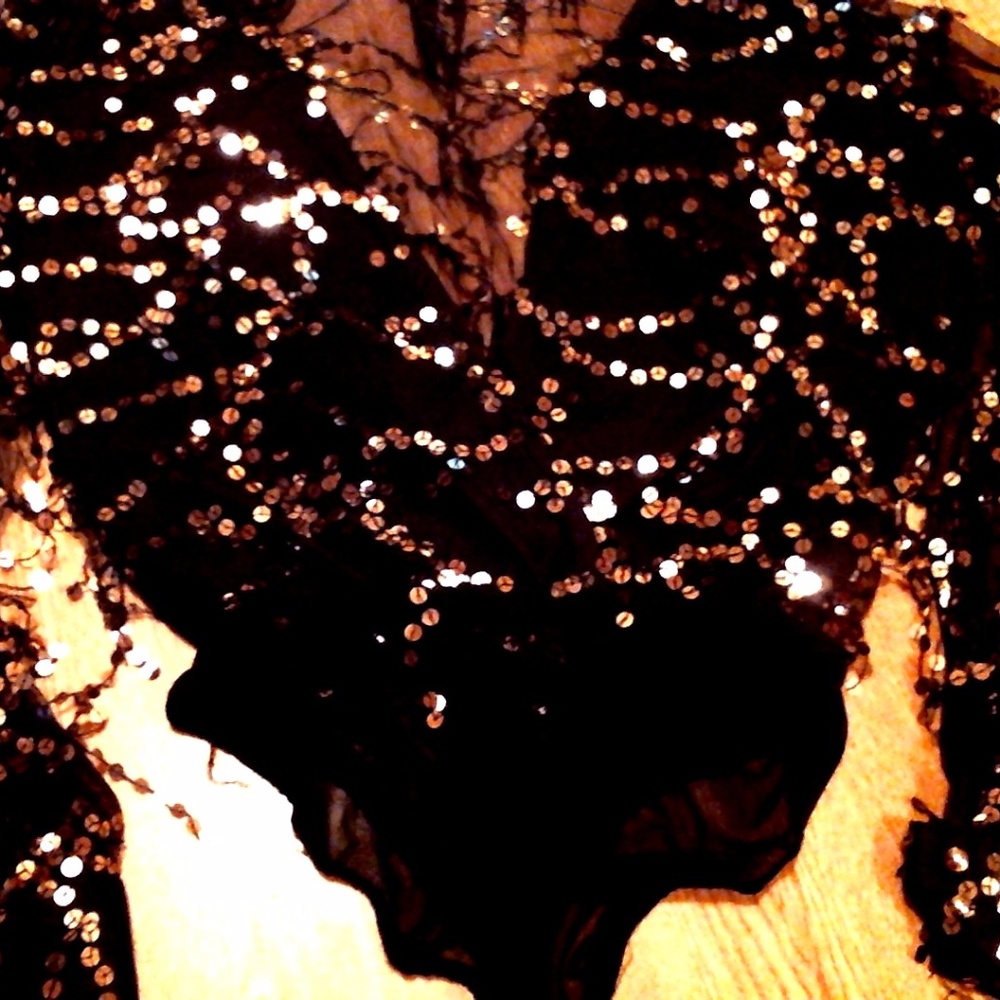 WINDSOR BLACK BODYSUIT WITH GOLD SEQUINS