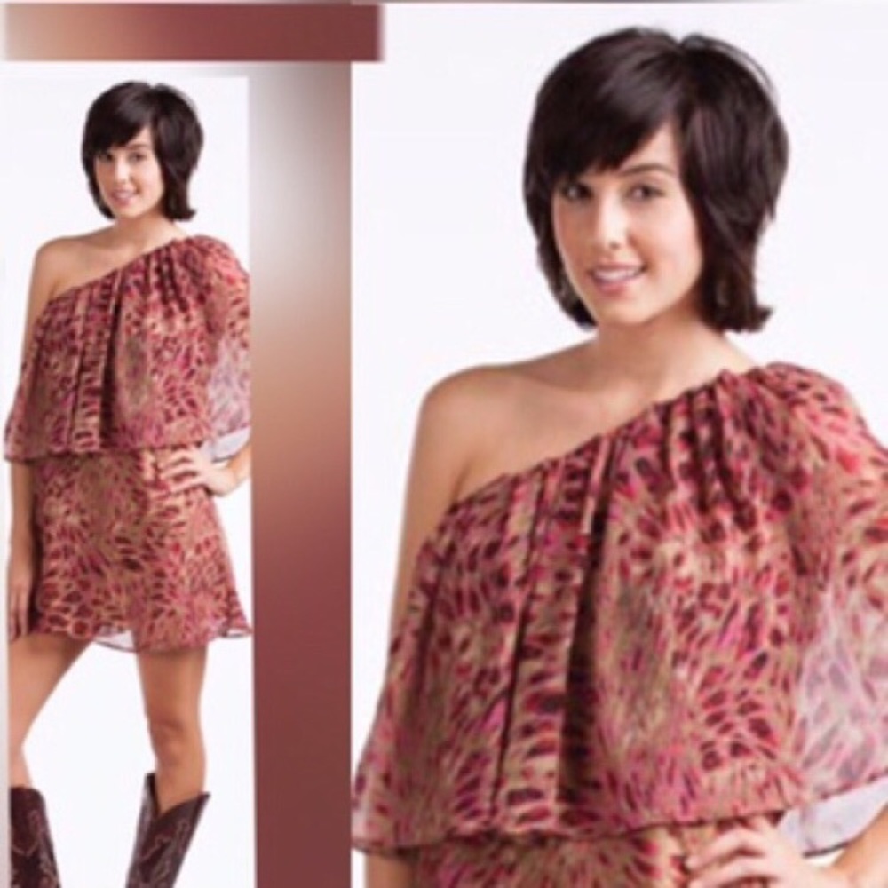 RU Apparel Animal Print One Shoulder Dress. Size S