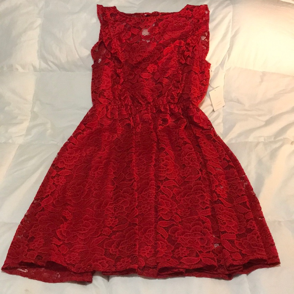 Deep red Lauren Conrad lace cocktail dress