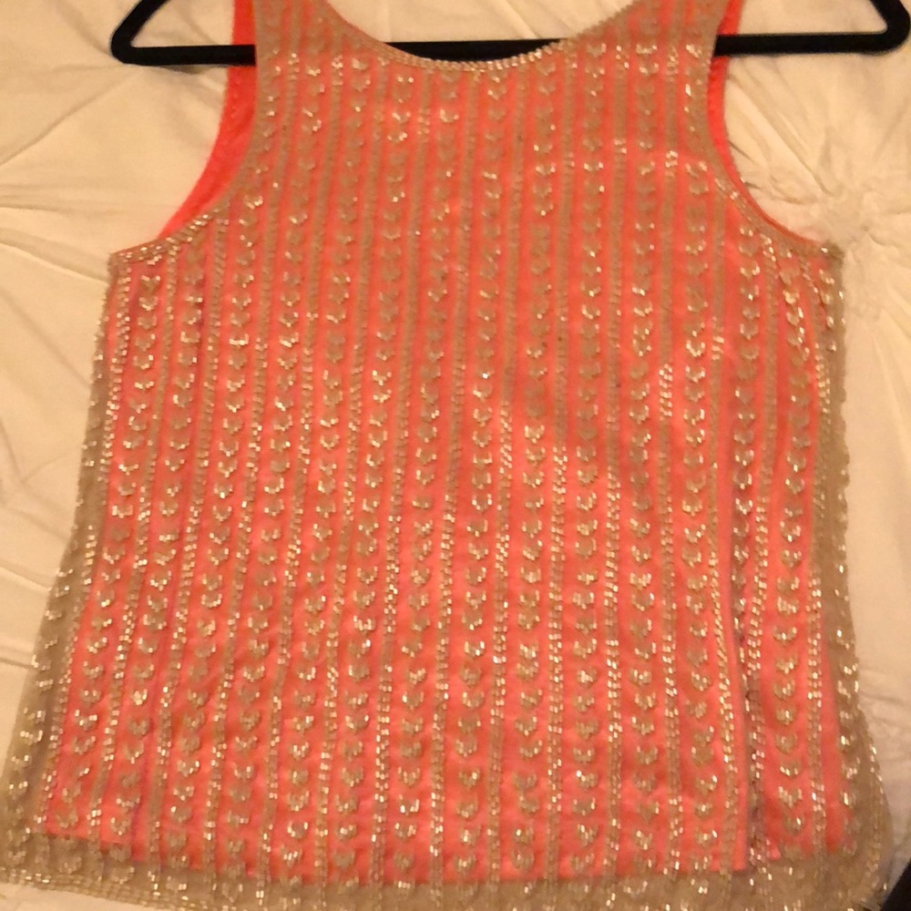 Women’s hot pink and cream beaded top