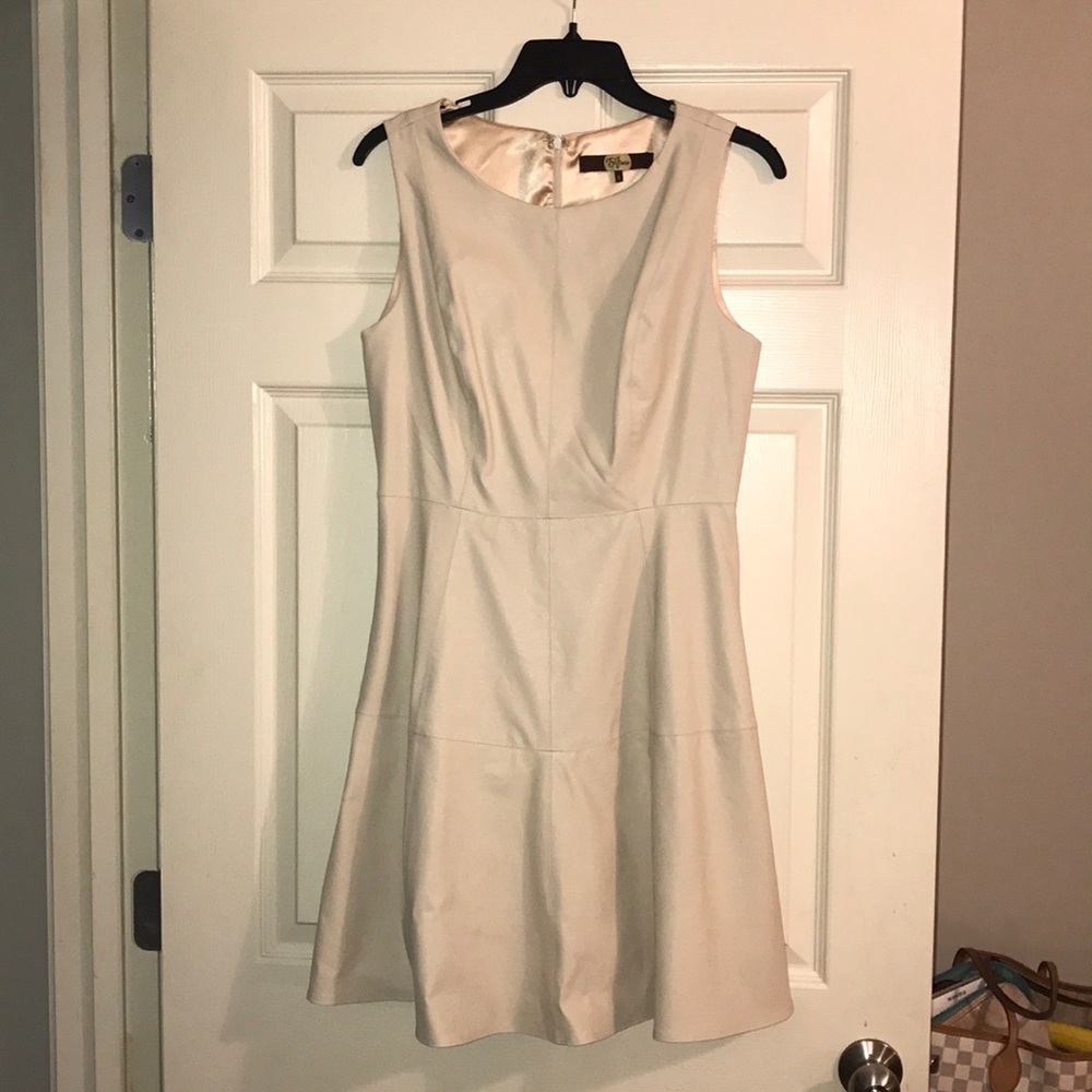 Cream Leather Fit & Flair dress