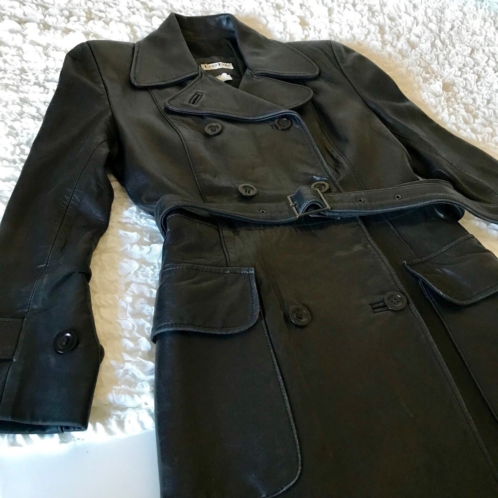 Bebe Genuine Leather Trench coat