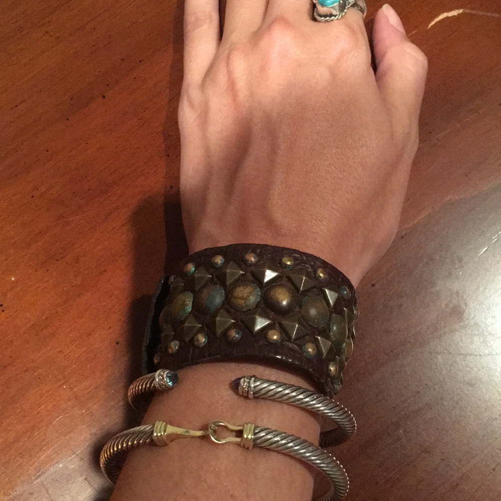 Leather cuff with studs