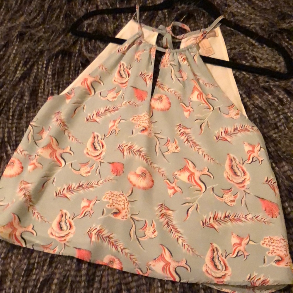 Women’s grey-blue sea printed top