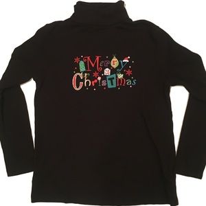 Sz Medium Christmas Print Turtleneck by White Stag