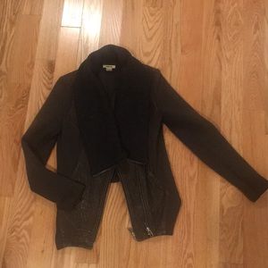 Helmut Lang shawl neck leather sweatshirt