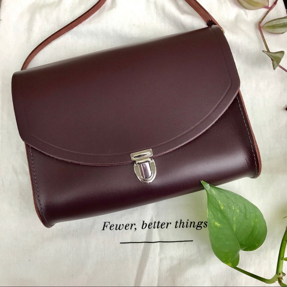 Cambridge Satchel push lock crossbody bag oxblood