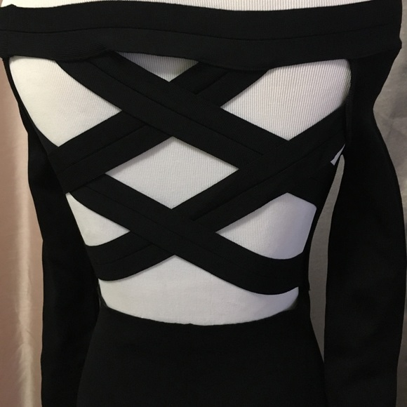 Oscar de la Renta crossback open shoulder sweater