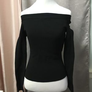 Oscar de la Renta crossback open shoulder sweater