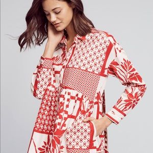 Anthropologie Maeve Printmaker Poplin dress