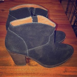 Lucky Brand Black Suede Heeled Booties