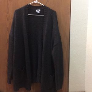 Boxy Oversized Charcoal Open Sweater