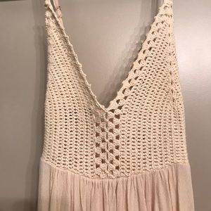 Cream colored maxi dress with crochet top