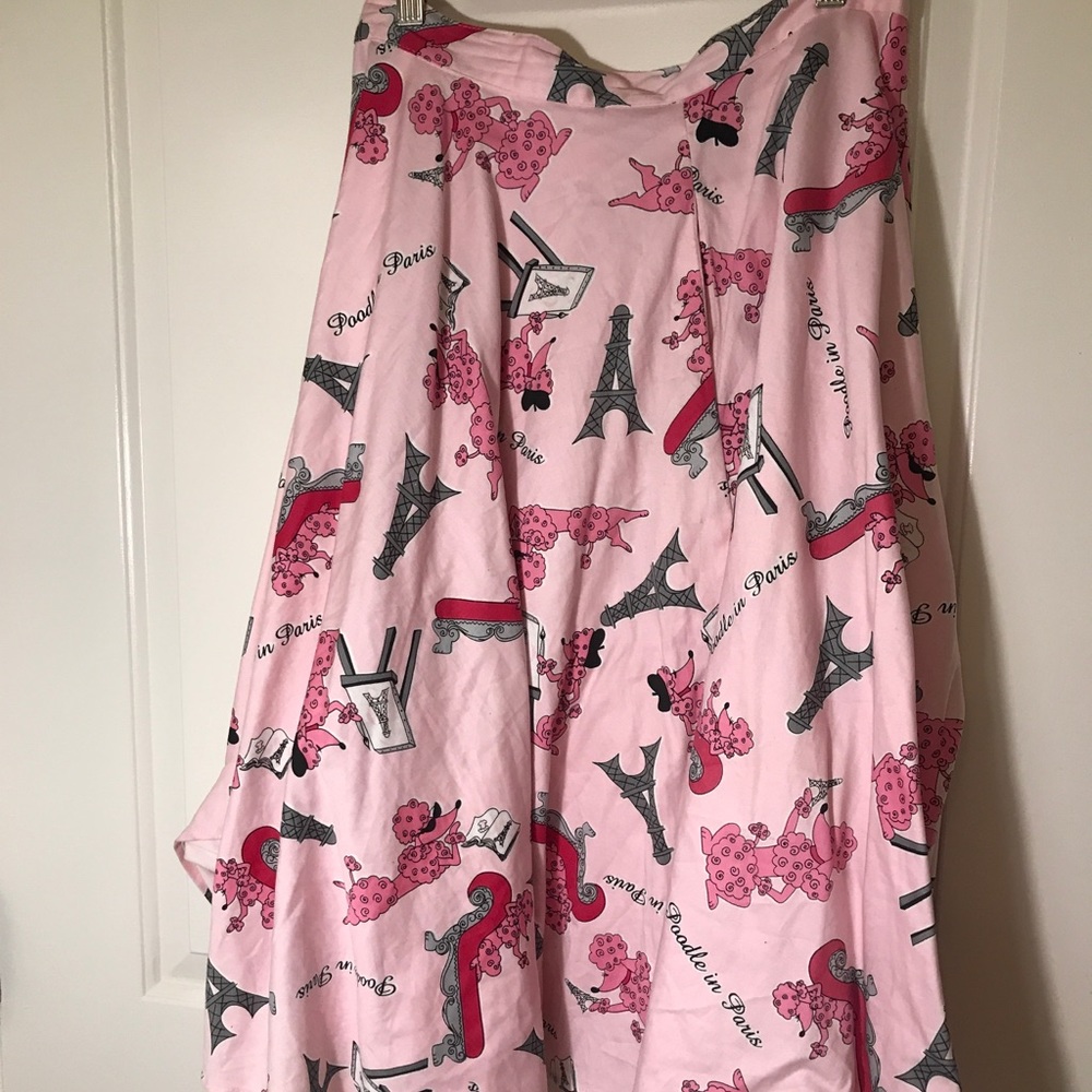 Poodle Print Skirt Bettie Page Retro Rockabilly