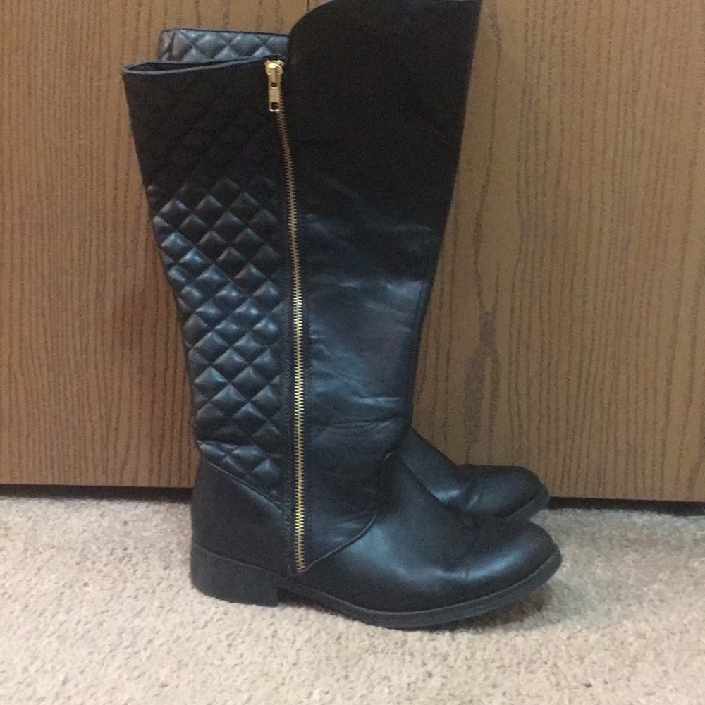 Black Quilted Riding Boots Wide Width Calf