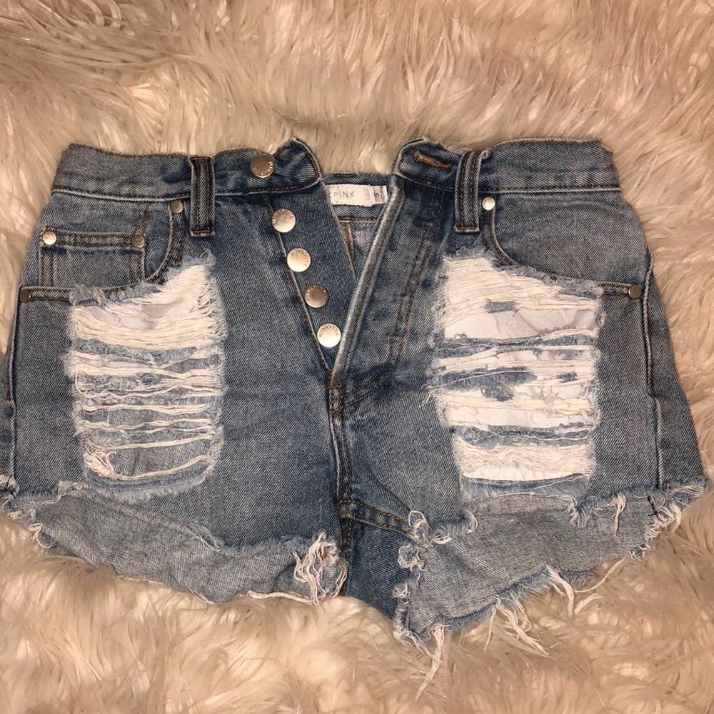 Ripped high waisted jean shorts