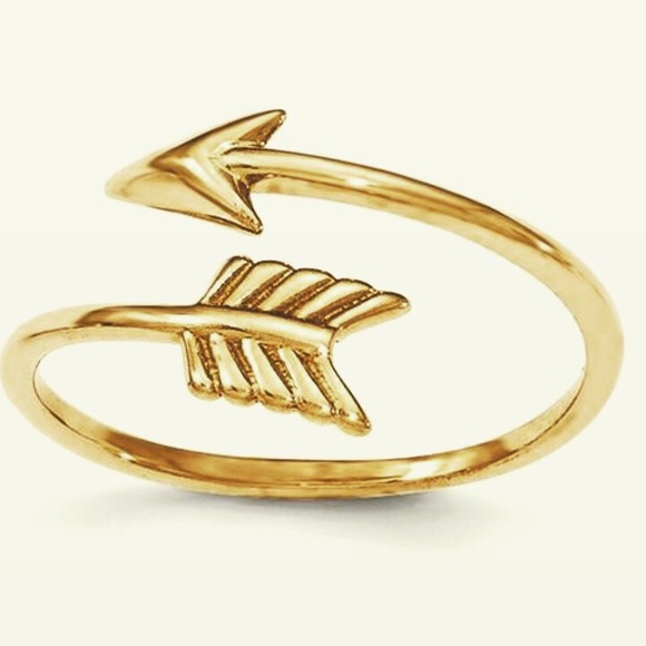 14K Yellow Gold Amazing Adjustable Arrow Ring main image 2
