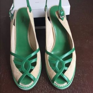 Marc Jacobs wedge heels - green leather and linen