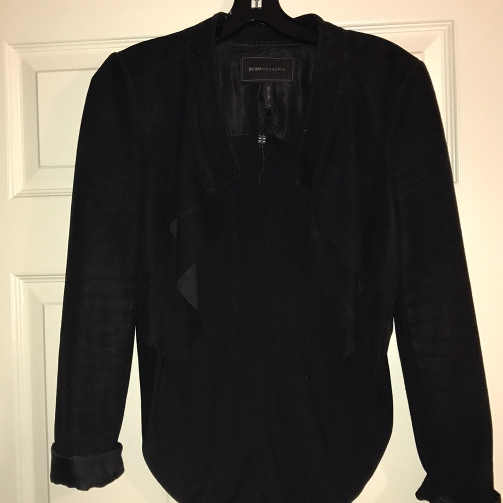BCBG Ruffle jacket with swoop back