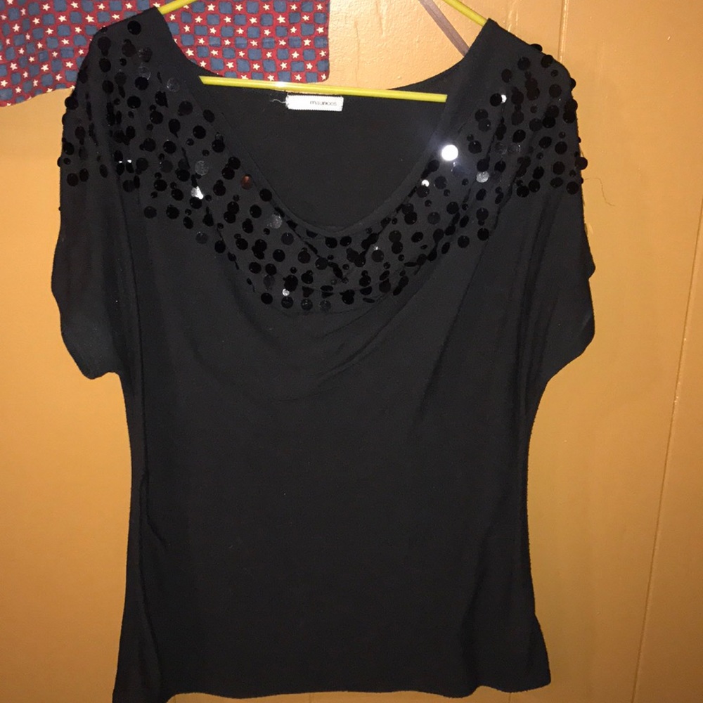 Black with sequin collar t shirt