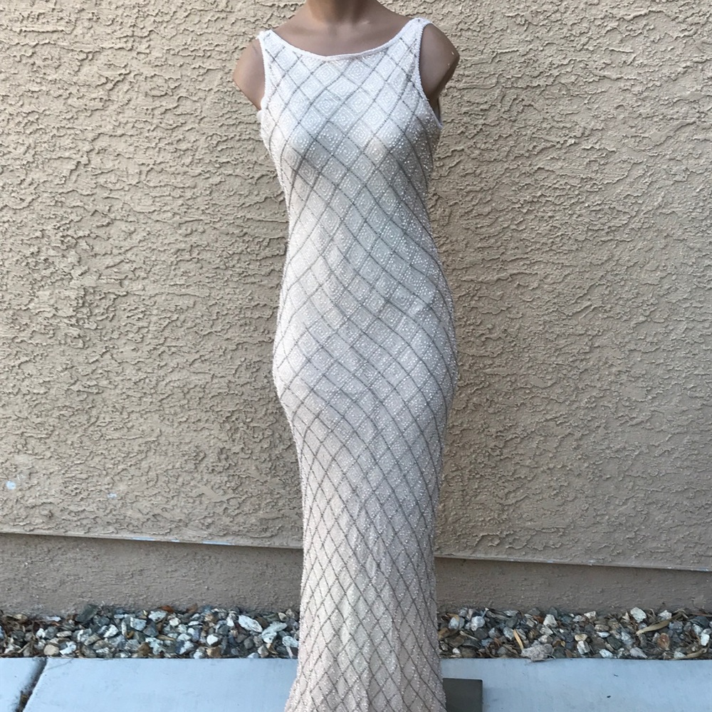 Cream Beaded Stenay Gown