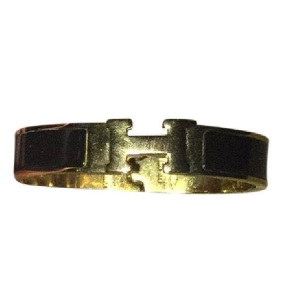 Hermes Clic H Bracelet Creme Enamel with Rose Gold Size  Hermes Clic H bracelet