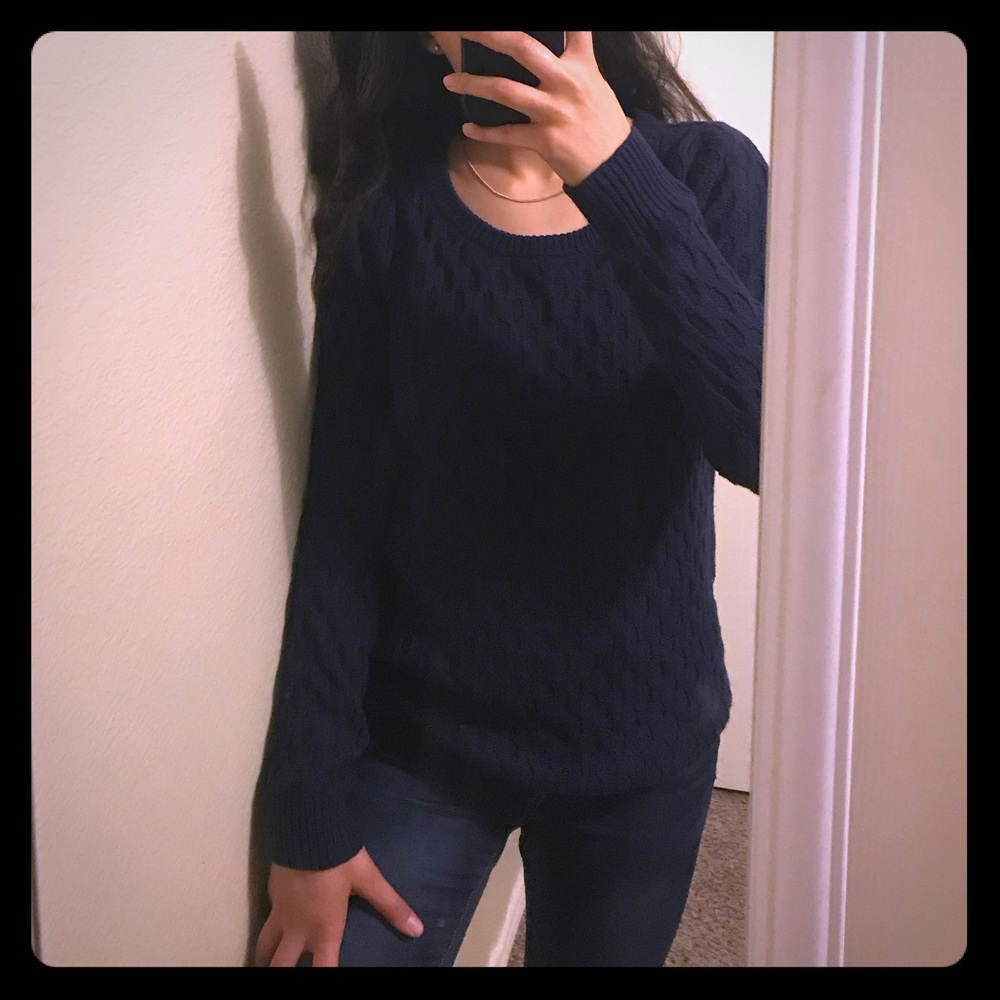 Navy Blue Oval Patterned Sweater