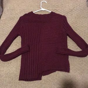 Burgundy Asymmetrical hem Sweater